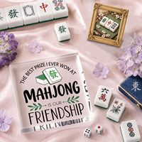 Cadeaux en acrylique Mahjong pour femmes, citation amusante sur l'amitié, style chinoiserie, pour la décoration de la maison, du bureau, de la table ou des étagères
