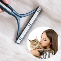 Rasoir manuel double face en plastique pour enlever les poils d'animaux, nettoyeur de pulls, grattoir à tissu, fournitures de nettoyage pour chiens et chats