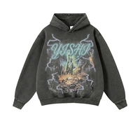 Sudadera Y2K Streetwear sin Cordón, Estilo Vintage Lavado, Sudadera Extra Grande para Hombre, Impresión Gráfica Personalizada OEM, Sudadera con Impresión Digital