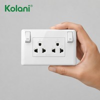 Enchufe de Pared Doble Estándar Tailandés Kolani Tipo 120, 6 Orificios, 16A 250V, Tomacorriente Empotrado, Interruptor Independiente de Encendido/Apagado con Indicador LED