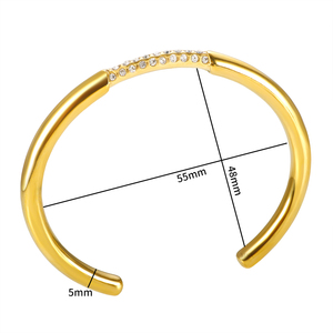 <span class=keywords><strong>Bracelet</strong></span> manchette incrusté de strass vert Simple <span class=keywords><strong>Bracelet</strong></span> étanche en acier inoxydable plaqué <span class=keywords><strong>or</strong></span> <span class=keywords><strong>18</strong></span> <span class=keywords><strong>carats</strong></span> pour femmes bijoux - Product Image 3