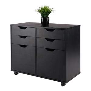 DB Halifax 4-<b>Drawer</b> Wide <b>2</b>-Door <b>Storage</b> Cabinet in Black Elegant Organizer - Product Image 3
