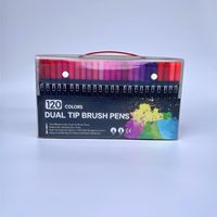 Offre Spéciale nouveau produit stylo marqueur 120 à Double tête avec tige noire souple, ensemble de stylos aquarelle pour fournitures d'art