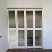 Cloison de séparation en bois massif à persiennes coulissantes, à roulettes, à double battant, ouverture gauche/droite, pour balcon, dressing ou salle de bain