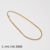 Collier pour homme à longueur réglable, plaqué or, chaîne à maillons à base plate en fer avec fermoir à bouton, bijoux pour usage quotidien