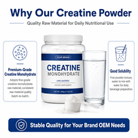 Bubuk Creatine Monohydrate Mikronisasi 200 Mesh 5g 100 Sajian Pendukung Energi Otot untuk Dewasa OEM ODM HALAL
