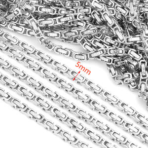 สร้อยคอผู้ชายแบบหนา ลายกำแพงเมืองจีน สไตล์จักรพรรดิไบแซนไทน์  ชุบทอง 18K แท้ ไม่หมอง  ทำจากสแตนเลส 316L ขนาด 5 มม. - Product Image 5