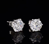 Boucles d'oreilles en or 9K/14K/18K avec diamant de laboratoire taille brillant à six griffes [Approvisionnement direct usine] 0,2-1 Carat Couleur D Pureté VS Certifié IGI