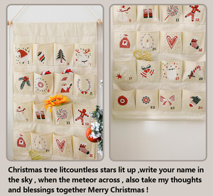 Nuevo Diseño, Calendario de Adviento Navideño de Tela de Lona de Algodón Impresa para Colgar, Venta al Por Mayor, para Niños - Product Image 3