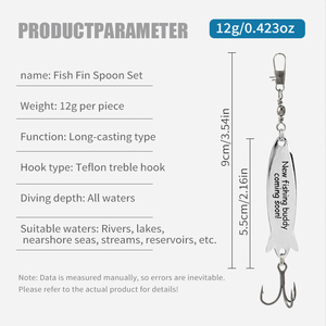 LUSHAZER Lot de 5 leurres de pêche personnalisés gravés en forme de cuillère, 9 cm 12 g, appât métallique personnalisé, <span class=keywords><strong>cadeau</strong></span> pour papa, matériel de pêche pour hommes - Product Image 2
