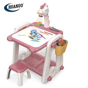 Meja Belajar Anak Multifungsi 3 in 1, Mainan Meja Gambar dengan Proyeksi Musik dan Set Meja Melukis - Product Image 4