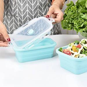 High Quality Eco-Friendly Food Grade Kitchen Silicone Lunch <b>Box</b> with <b>Plastic</b> Lid Microwavable Reusable for Eco-Conscious Lunches - Product Image 2