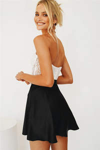 Summer Lace-up Chiffon Satin <strong>Wrap</strong> Mini <strong>Skirt</strong> Womens Solid Color Mini High Waist <strong>Skirts</strong> Fashion One-piece Lace Short <strong>Skirt</strong> - Product Image 3