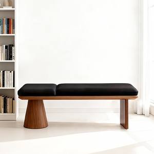 Banco Moderno Minimalista de Dos Tonos, Taburete Tapizado de Madera Maciza para Sala de Estar, Dormitorio, Entrada, Asiento para Cambiar Zapatos - Product Image 2