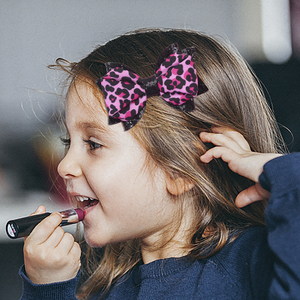 CN 3 pulgadas Boutique Classic Glitter Hair Bow Ribbon Leopard Print Hair Clip para niños pequeños niñas - Product Image 2