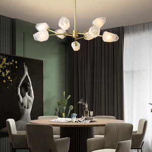 Lámpara de Araña LED Molecular de Cristal y Cobre de Alta Gama, Diseño Creativo y Personalizado para Dormitorios y Salas de Estar - Product Image 3