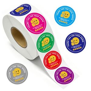 Autocollant personnalisé en vinyle pour sac de biscuits fait main, étiquette de rappel de commentaire 5 étoiles pour livraison de nourriture fraîche, merci pour votre commande - Product Image 1