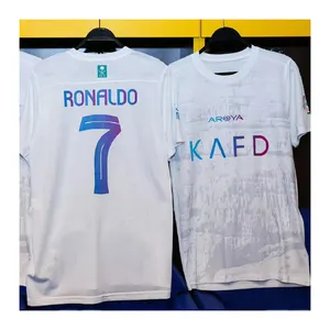 Camiseta de futebol Ronaldo 2023 2024 para homens e crianças, camisa de futebol CR7 branca para casa, 23-24 Al Nassr FC