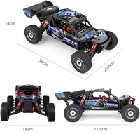 WLtoys 124016 Voiture RC de drift à l'échelle 1:12, moteur brushless, 4 roues motrices, 75 km/h, haute vitesse, métal, contrôlée par application, prête à l'emploi en intérieur et extérieur