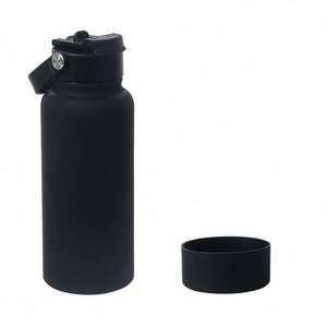 Portable 1L Bouteille En Acier Inoxydable Double Paroi Isolé Fiole À Vide Mat En Caoutchouc Enduit De Poudre En Métal Bouteille D'eau pour Le Sport - Product Image 2