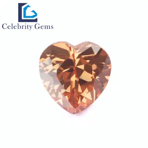 Celebrity gems Factory Wholesale Synthetic Cubic zirconia Loose Gemstones Heart Cutting D-Champagne Color CZ