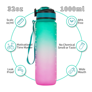 Bouteille d'eau en plastique de motivation de 1000ml pour enfants sans Bpa avec logo personnalisé pour le sport en plein air et la salle de sport - Product Image 2