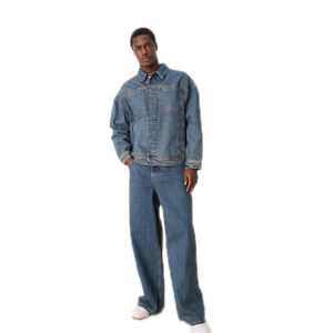 KY hommes décontracté revers jean à manches longues costume <span class=keywords><strong>pantalon</strong></span> à jambes larges <span class=keywords><strong>bleu</strong></span> jean <span class=keywords><strong>pantalon</strong></span> costumes pour hommes - Product Image 1