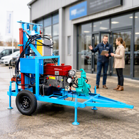 Foreuse agricole diesel tractable 35 CV pour puits d'eau, machine de forage rotative hydraulique avec tiges de forage et garantie d'un an