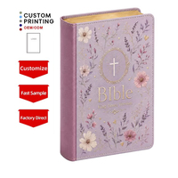 Bible d'étude anglaise en cuir PU avec impression UV, motifs personnalisés, couleurs variées, service d'impression de livres mignons, vente directe usine
