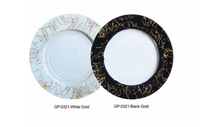Assiette en verre à motifs en relief or et argent, idéale pour les hôtels et les mariages. Luxueux et élégant, vente directe du fabricant.