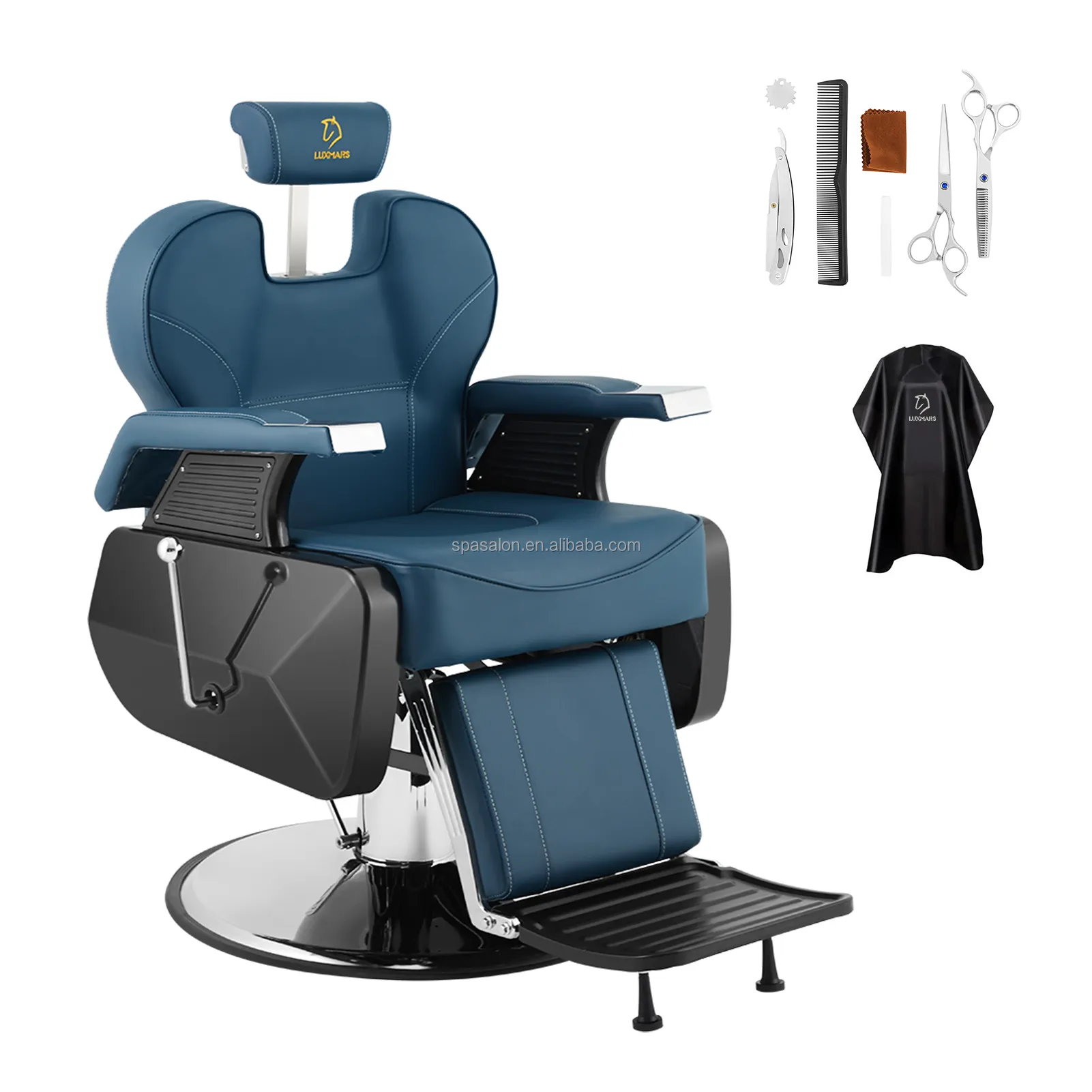 360 độ xoay cắt tóc ghế da tổng hợp với biểu tượng tùy chỉnh bán chạy nhất màu xanh thẩm mỹ viện đồ nội thất