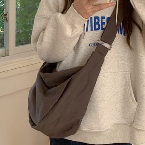 Hong Kong Style Crossbody Tote <b>Bag</b> <b>Canvas</b> Zipper Closure Off White <b>Large</b> Capacity Everyday Use Women's Shoulder <b>Bag</b> - Product Image 5