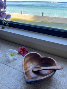 ชามไม้รูปหัวใจทำด้วยมือพร้อมช้อนชามสมูทตี้ชุดของขวัญสำหรับห้องครัวบ้านที่สมบูรณ์แบบสำหรับของขวัญ - Product Image 4