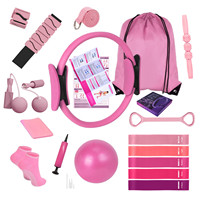 Ensemble Pilates 13 pièces, kit complet pour studio à domicile avec bandes de résistance, anneau, ballon et guide d'exercices