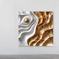 Tableau mural texturé 3D abstrait neutre moderne, grande peinture géométrique beige et marron, style Art Déco pour couloir