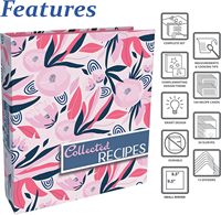 Carpeta de recetas Myway, 8,5 "X 9,5" Juego de organizador de Carpeta de 3 anillas de Better Kitchen Products, diseño floral