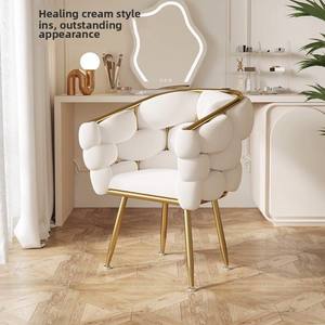 Sgabello di Lusso Moderno di Alta Gamma per Tavolo da Trucco con Schienale in Metallo Semplice Sedia da Manicure per Casa e <span class=keywords><strong>Soggiorno</strong></span> - Product Image 1