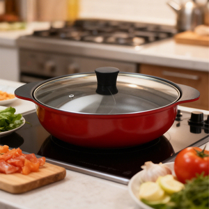 Ensemble de casseroles multifonctionnelles en alliage d'aluminium avec revêtement céramique antiadhésif, durables et faciles à nettoyer, pour cuisson au <span class=keywords><strong>gaz</strong></span>, repas à la maison et fêtes - Product Image 4