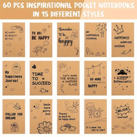 Lot de 20 carnets miniatures à reliure thermique A6 en papier kraft, 40 feuilles, style professionnel, 9x14cm, agenda scolaire imprimé