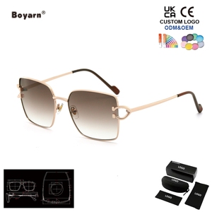 <span class=keywords><strong>Gafas</strong></span> de Sol Cuadradas con Marco Pequeño Dorado, Sin Montura, con Logotipo Personalizado Boyarn, Retro, con Gradiente, Protección UV400, para Hombre y Mujer - Product Image 2
