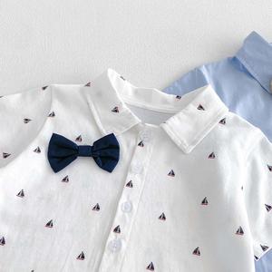 Tenue de gentleman pour tout-petits garçons : <span class=keywords><strong>chemise</strong></span> à manches courtes, short à bretelles et nœud <span class=keywords><strong>papillon</strong></span> pour anniversaire, mariage, fête ou tenue décontractée - Product Image 3