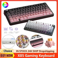 X85 Gaming Keyboard 82 Key RGB Tri-Mode Personalized Keypad Gasket Spring Wireless Gamer Keyboard PBT Keycap for Computer Laptop