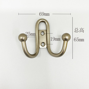 Solid Iron Double <b>Wall</b> Hook 69mm X 65mm Heavy Duty Coat Hat <b>Shoe</b> <b>Rack</b> Mounting Hardware - Product Image 1