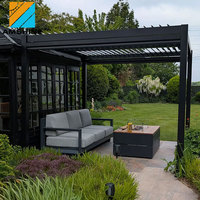 Modern Su Geçirmez Pergola Biyoklimatik Kamelya Motorlu Otomatik Panjurlu Duvara Monte Dış Mekan Alüminyum Pergola