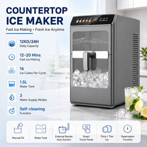 Machine à glaçons de comptoir 12 kg/24 h avec 16 glaçons par cycle, réservoir de 1,5 L, alimentation en eau automatique et auto-nettoyage pour la maison - Product Image 2