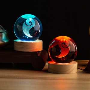 ネザ2商品悪魔ピルスピリットパールクリスタルガラスボール人形モデルナイトライトプラグイン機能付き - Product Image 1