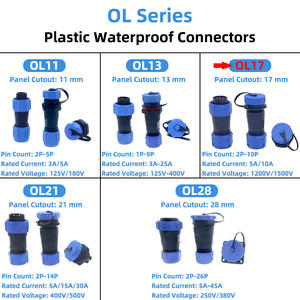 Connecteur <span class=keywords><strong>d</strong></span>'alimentation industriel étanche 5A/10A IP67/IP68 en laiton plaqué <span class=keywords><strong>or</strong></span>, à montage sur panneau, avec borne à sertir 5 broches et vis - Product Image 2