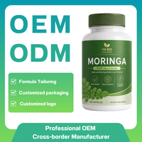Capsules de Moringa Oleifera en marque privée, superaliment vert, complément alimentaire pour adultes, capsules de Moringa en marque privée