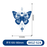 Autocollant de tatouage temporaire pour poitrine, motif papillon et renard, imperméable, semi-permanent, art corporel, vente en gros