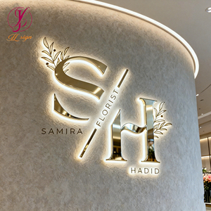 Enseigne lumineuse LED personnalisée haut de gamme pour entreprise, lettres rétroéclairées en or Haolit pour mur intérieur, logo de magasin - Product Image 1